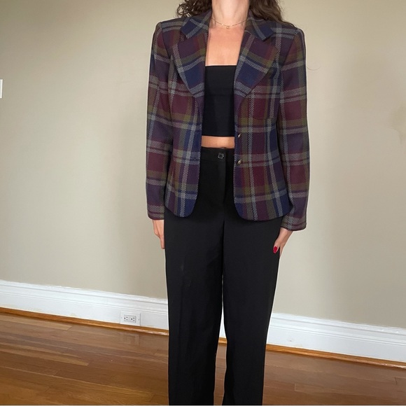 Vintage wool plaid blazer - Picture 2 of 6